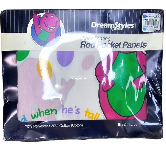Barney Dinosaur Bedtime DreamStyles Rod Pocket Panels Curtain Sealed 82